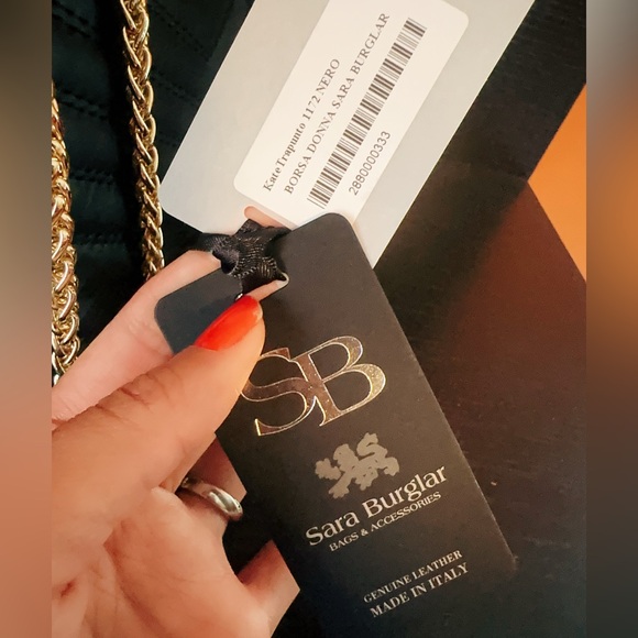 SARA BURGLAR genuine black leather shoulder bag Kate Trapunto BORSA DONNA NWT - Picture 5 of 12